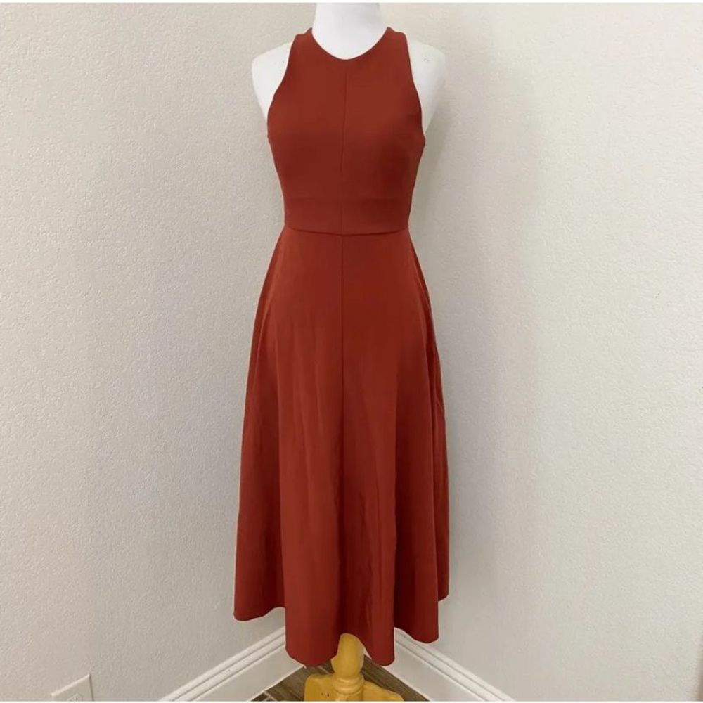 Athleta Size XS Winona Support Russet Brown Cutout Back Midi Dress